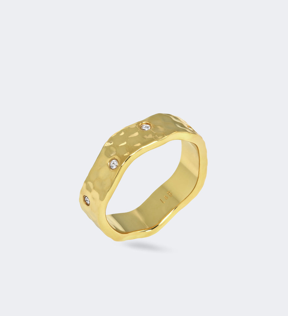 Anillo de diamantes en forma de palma - Oro Vermeil de 18k